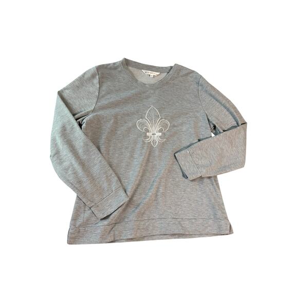 Royal Standard Classic Fleur Sweatshirt Gray/White Size Medium Crew Neck Women - Picture 2 of 7